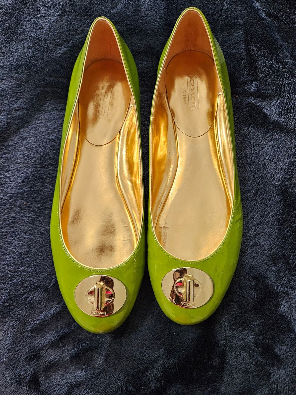 Coach Kiwi Green Women's Turnlock Flats Size 10M